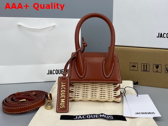 Jacquemus Le Chiquito Mini Leather and Wicker Bag Dark Red Replica