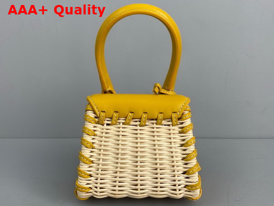 Jacquemus Le Chiquito Mini Leather and Wicker Bag Yellow Replica