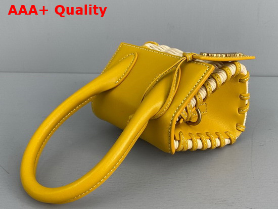 Jacquemus Le Chiquito Mini Leather and Wicker Bag Yellow Replica