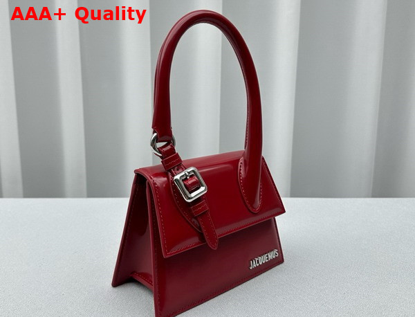 Jacquemus Le Chiquito Moyen Boucle Le Chouchou Signature Buckled Handbag in Red Patent Leather Replica