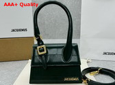 Jacquemus Le Chiquito Moyen Boucle Les Sculptures Signature Buckled Handbag in Dark Green Croc Embossed Structured Leather Replica