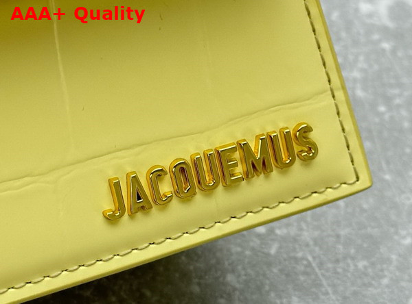Jacquemus Le Chiquito Moyen Boucle Les Sculptures Signature Buckled Handbag in Pale Yellow Croc Embossed Structured Leather Replica