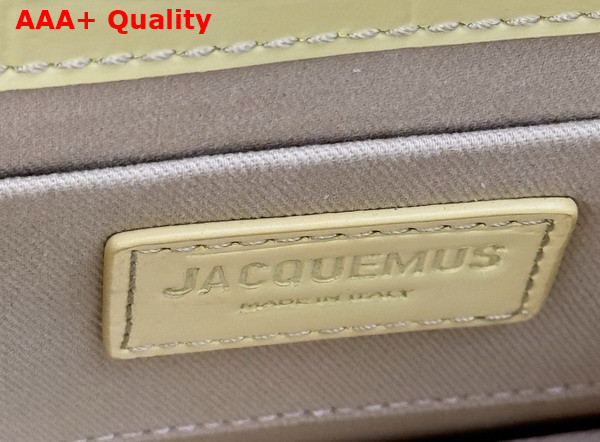 Jacquemus Le Chiquito Moyen Boucle Les Sculptures Signature Buckled Handbag in Pale Yellow Croc Embossed Structured Leather Replica