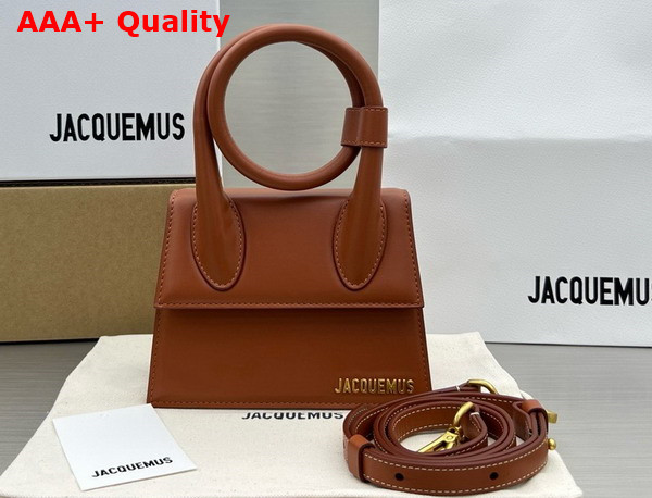Jacquemus Le Chiquito Noeud Les Classiques Coiled Handbag in Light Brown Smooth Leather Replica