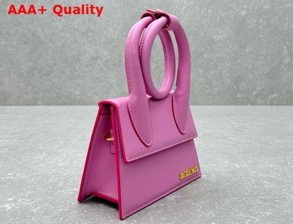 Jacquemus Le Chiquito Noeud Les Classiques Coiled Handbag in Neon Pink Smooth Leather Replica