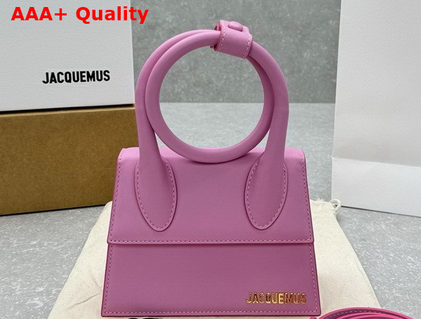 Jacquemus Le Chiquito Noeud Les Classiques Coiled Handbag in Neon Pink Smooth Leather Replica