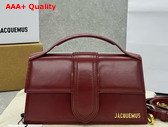 Jacquemus Le Grand Bambino Crossbody Flap Bag in Burgundy Glazed Leather Replica