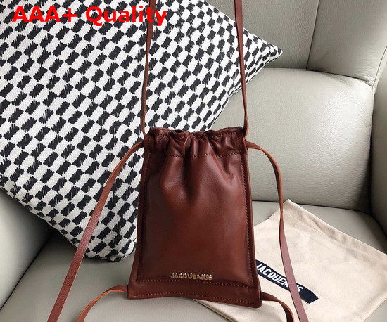 Jacquemus Le Pequeno Drawstring Leather Bag in Brwon Replica