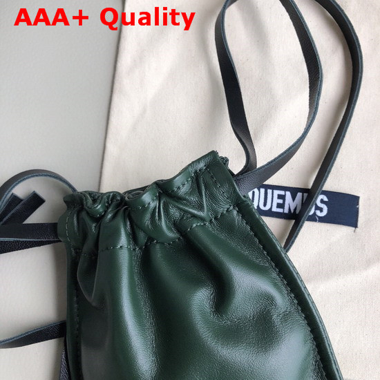 Jacquemus Le Pequeno Drawstring Leather Bag in Green Replica