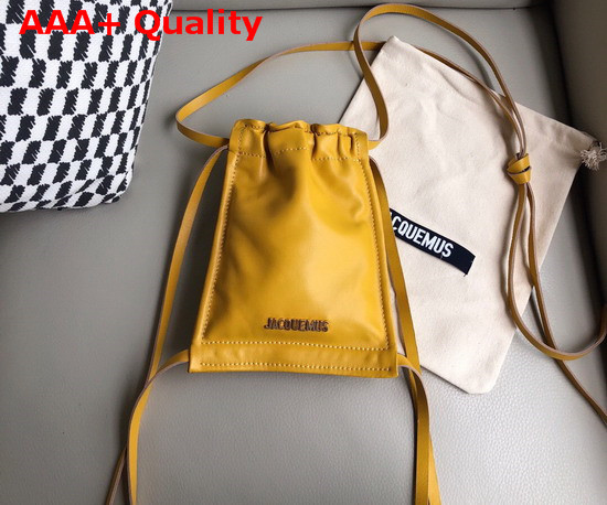 Jacquemus Le Pequeno Drawstring Leather Bag in Yellow Replica