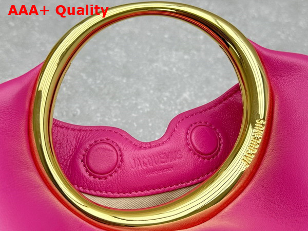Jacquemus Le Petit Calino Les Sculptures Mini Ring Handbag in Dark Pink Nappa Leather Replica