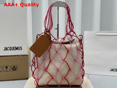 Jacquemus Le Petit Filet Pralu Fishnet Bag in Dark Pink Replica