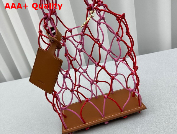 Jacquemus Le Petit Filet Pralu Fishnet Bag in Dark Pink Replica