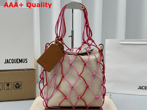 Jacquemus Le Petit Filet Pralu Fishnet Bag in Dark Pink Replica