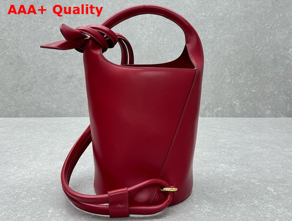 Jacquemus Le Petit Tourni Les Sculptures Mini Knotted Bucket Bag in Dark Red Replica