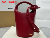 Jacquemus Le Petit Tourni Les Sculptures Mini Knotted Bucket Bag in Dark Red Replica