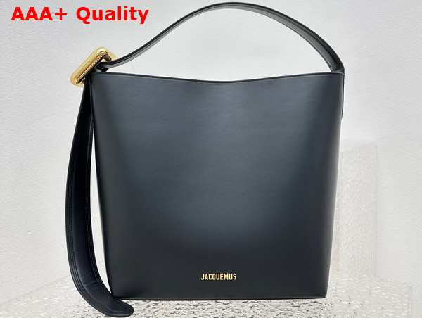 Jacquemus Le Regalo Le Chouchou Buckled Bucket Bag in Black Smooth Leather Replica