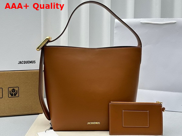 Jacquemus Le Regalo Le Chouchou Buckled Bucket Bag in Light Brown Smooth Leather Replica