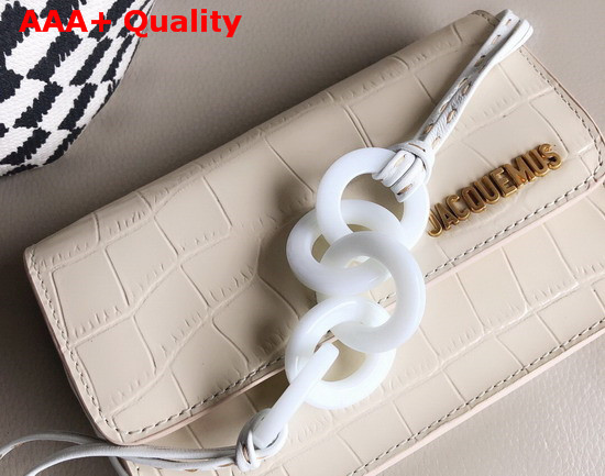 Jacquemus Le Sac Riviera Bag in Beige Embossed Croc Effect Leather Replica
