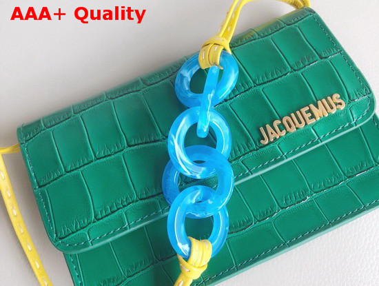 Jacquemus Le Sac Riviera Bag in Green Embossed Croc Effect Leather Replica