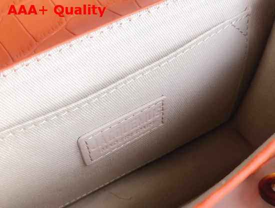 Jacquemus Le Sac Riviera Bag in Orange Embossed Croc Effect Leather Replica