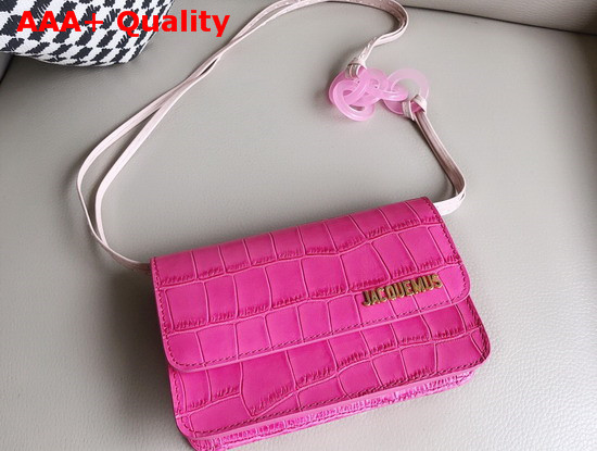 Jacquemus Le Sac Riviera Bag in Rose Embossed Croc Effect Leather Replica