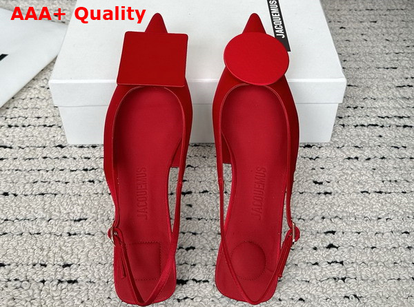 Jacquemus Les Slingbacks Duelo Plates Red Satin Replica