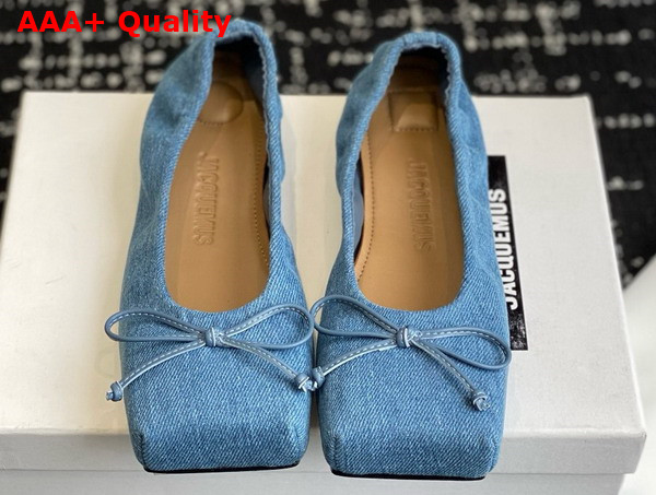 Jacquemus The Ballet Flats Square Ballerina Flats in Blue Denim Replica