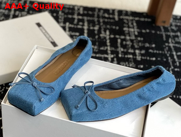 Jacquemus The Ballet Flats Square Ballerina Flats in Blue Denim Replica