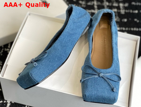 Jacquemus The Ballet Flats Square Ballerina Flats in Blue Denim Replica