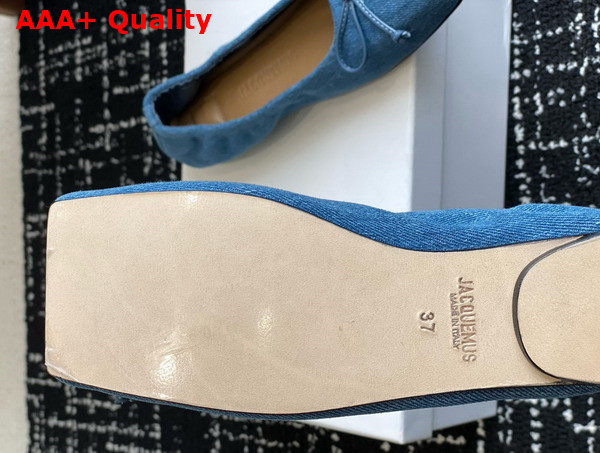 Jacquemus The Ballet Flats Square Ballerina Flats in Blue Denim Replica