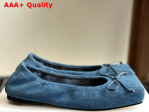 Jacquemus The Ballet Flats Square Ballerina Flats in Blue Denim Replica