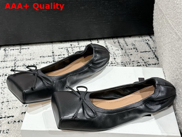 Jacquemus The Ballet Flats Square Ballerina Flats in Black Lamb Leather Replica