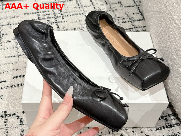 Jacquemus The Ballet Flats Square Ballerina Flats in Black Lamb Leather Replica