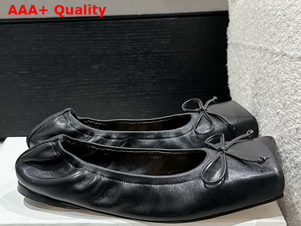 Jacquemus The Ballet Flats Square Ballerina Flats in Black Lamb Leather Replica