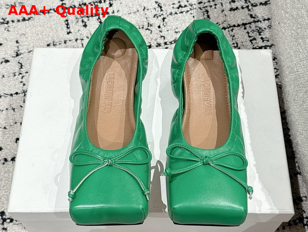 Jacquemus The Ballet Flats Square Ballerina Flats in Green Lamb Leather Replica