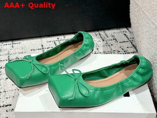 Jacquemus The Ballet Flats Square Ballerina Flats in Green Lamb Leather Replica