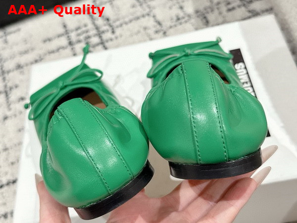 Jacquemus The Ballet Flats Square Ballerina Flats in Green Lamb Leather Replica