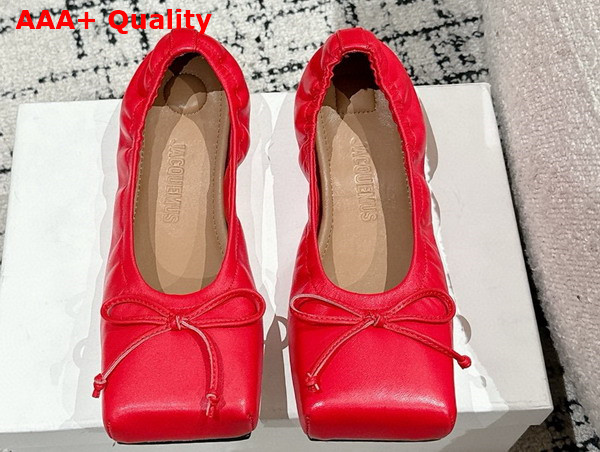 Jacquemus The Ballet Flats Square Ballerina Flats in Red Lamb Leather Replica