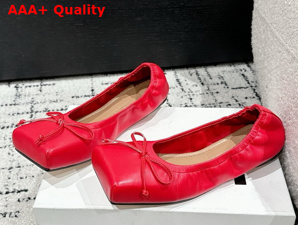 Jacquemus The Ballet Flats Square Ballerina Flats in Red Lamb Leather Replica