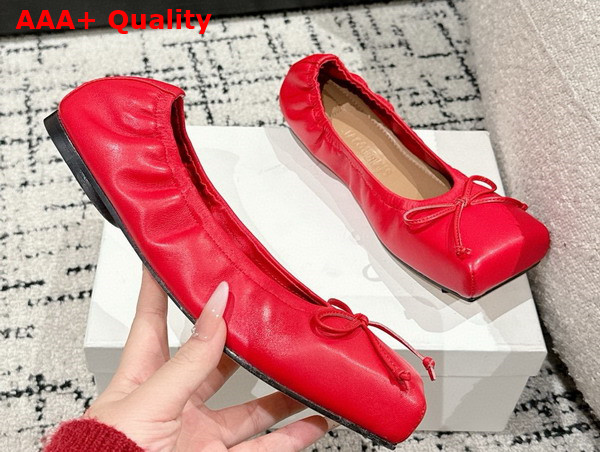 Jacquemus The Ballet Flats Square Ballerina Flats in Red Lamb Leather Replica