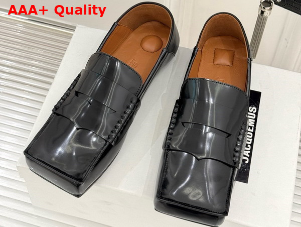 Jacquemus The Carre Loafers in Black Brushed Calf Leather Replica