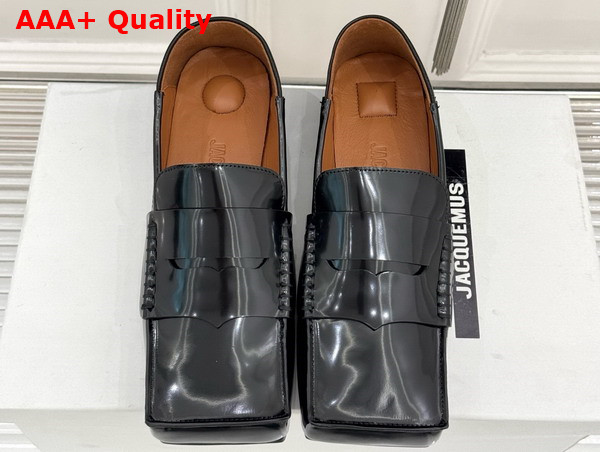 Jacquemus The Carre Loafers in Black Brushed Calf Leather Replica