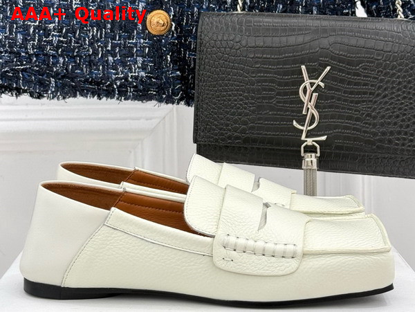 Jacquemus The Carre Loafers in White Grained Calf Leather Replica