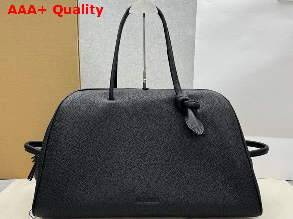 Jacquemus The Large Turismo Bowling Bag in Black Grained Leather Replica