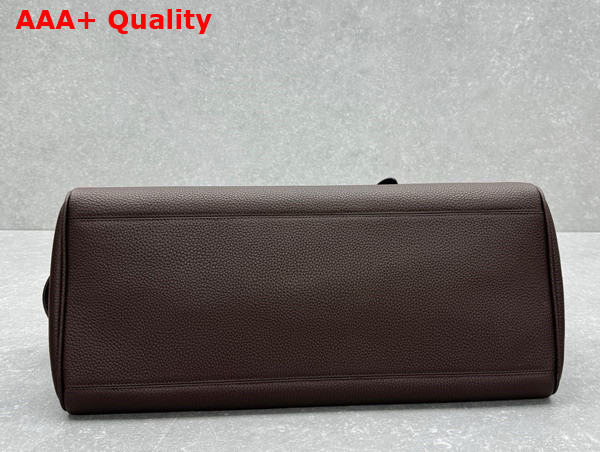 Jacquemus The Large Turismo Bowling Bag in Dark Brown Grained Leather Replica