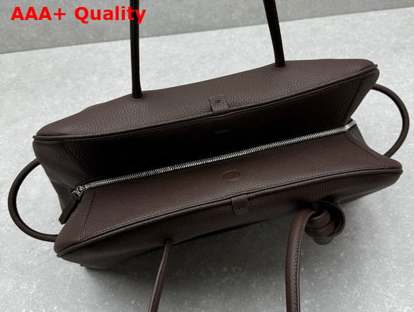 Jacquemus The Large Turismo Bowling Bag in Dark Brown Grained Leather Replica