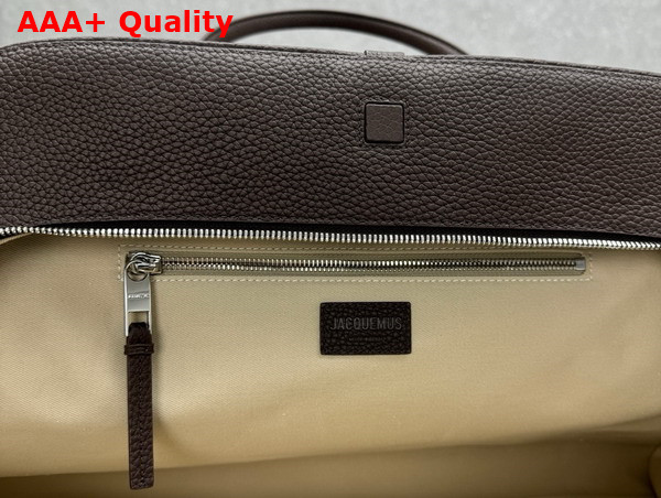 Jacquemus The Large Turismo Bowling Bag in Dark Brown Grained Leather Replica