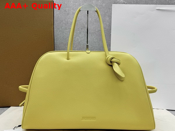 Jacquemus The Large Turismo Bowling Bag in Light Yellow Grained Leather Replica