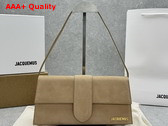 Jacquemus The Long Bambino Long Flap Bag in Dark Beige Nubuck Leather Replica